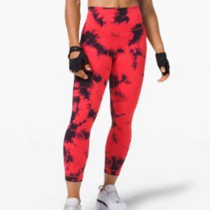 lululemon Wunder Train High-Rise Crop 21" Tie Dye Red/Black Size 6 NWT